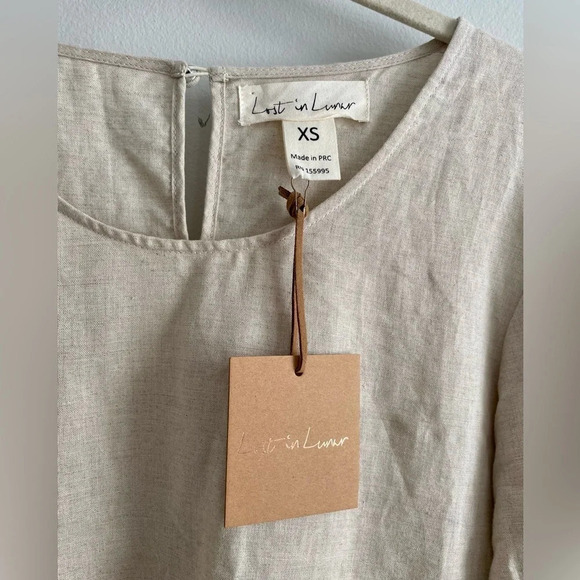 NWT  Lost In Lunar Linen Mila Oversized Longsleeve Ruffle Flowy Coastal Top XS - Picture 4 of 11